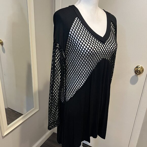 NWT Blue Curl Beachwear Black Fishnet long sleeve swim cover up, Size Medium - Picture 5 of 15